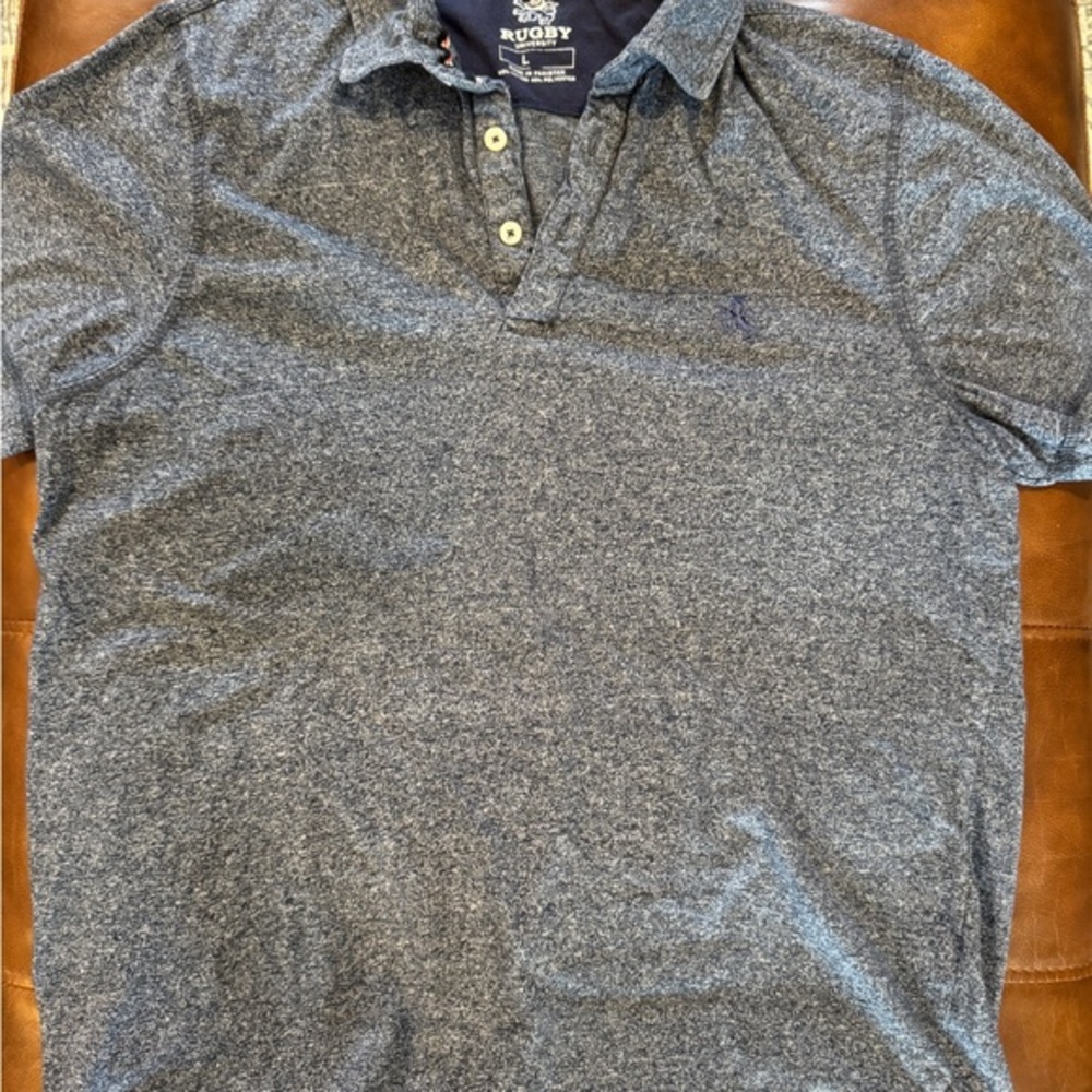 Rugby University Heathered Blue Men's Polo Shirt